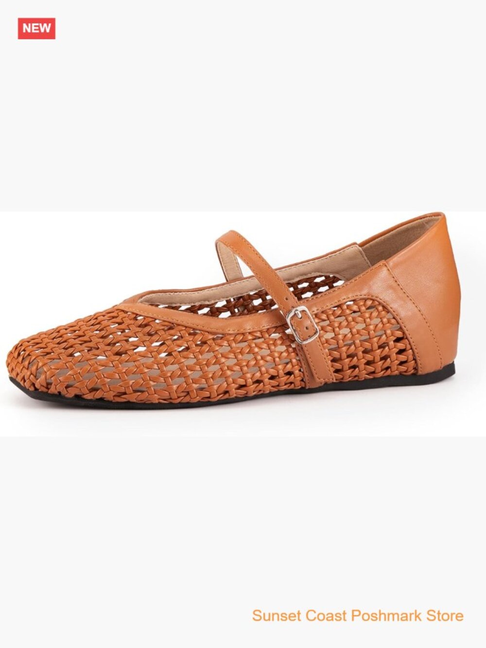 Woven Mary Jane Flats with Memory Foam Insole Mesh Ballet Flats Fold-Down Heel